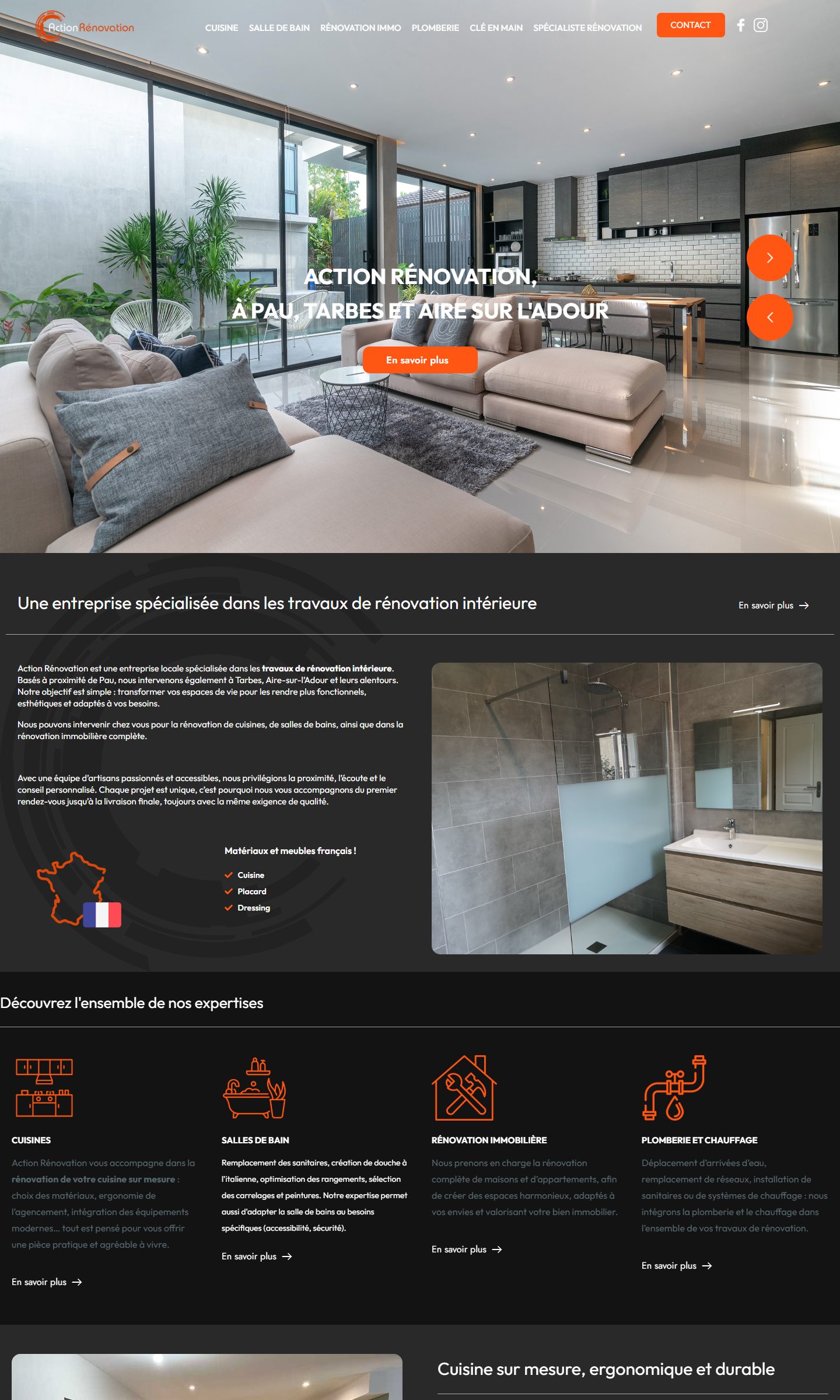 Page d’accueil du site Action Rénovation