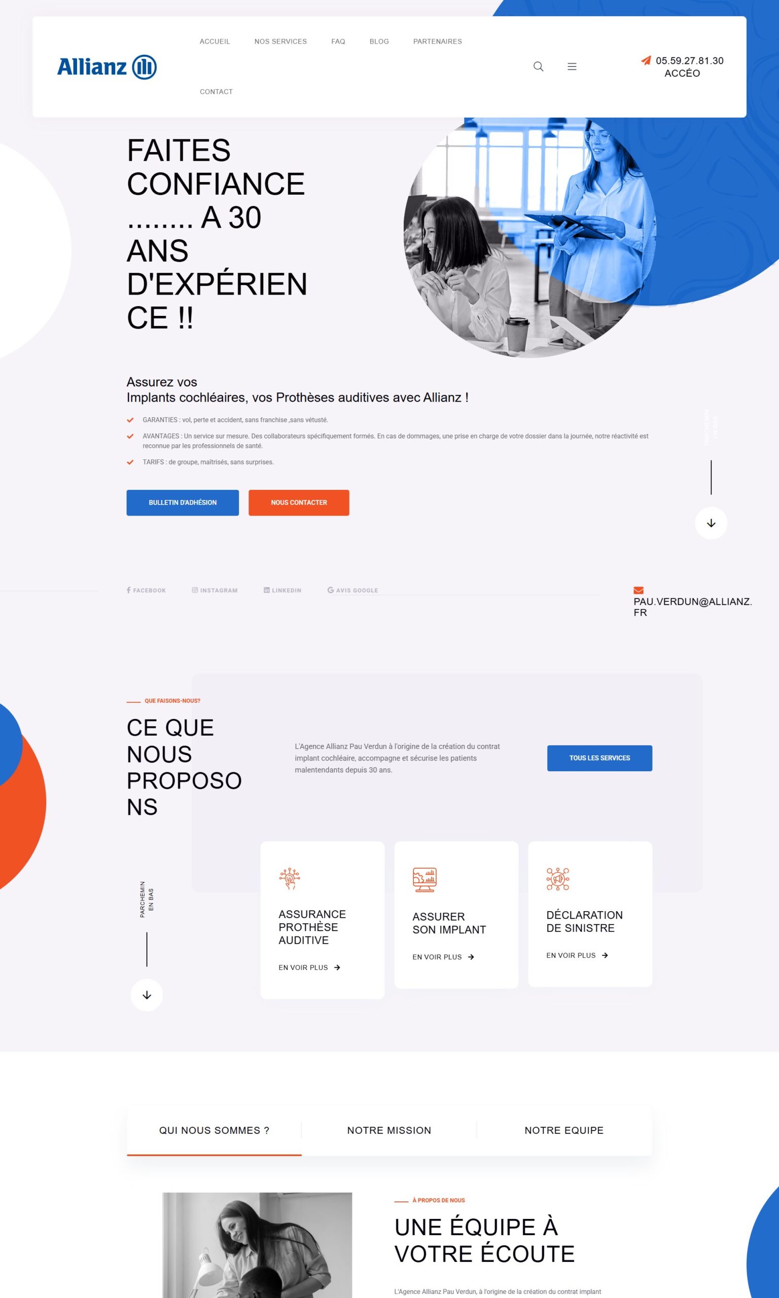 Page d’accueil du site Allianz Implant Cochléaire