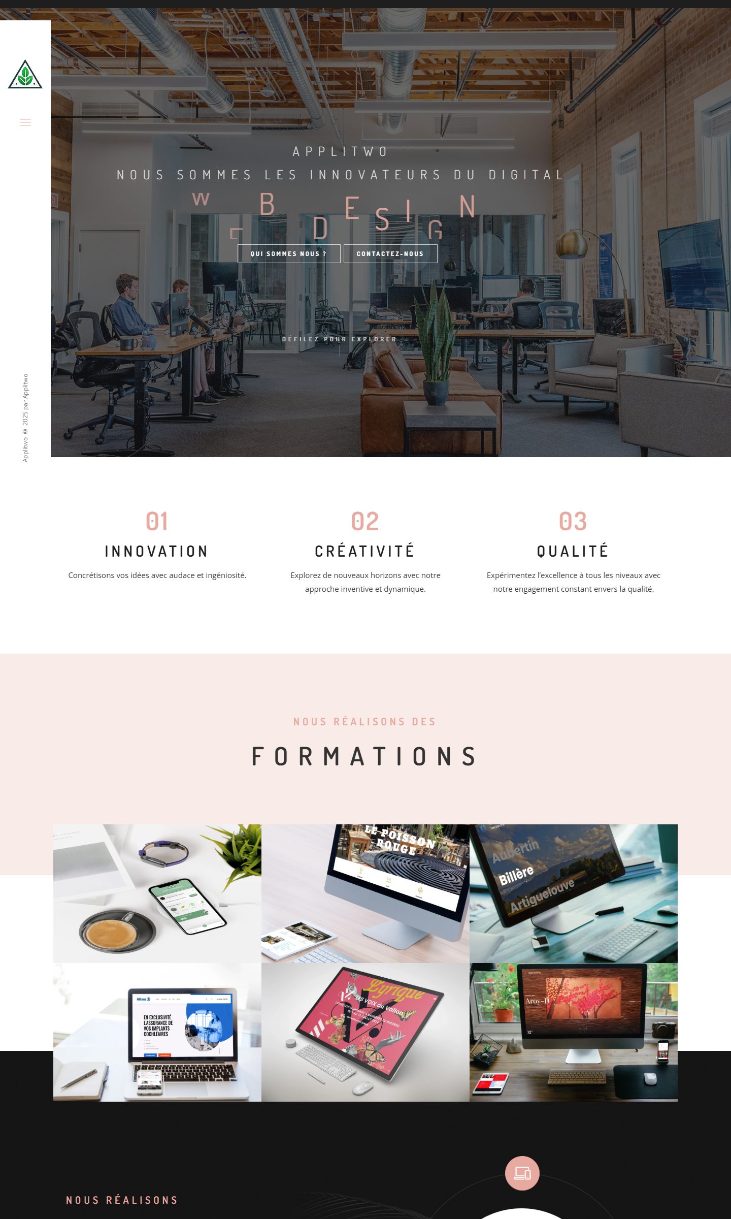 Page d’accueil du site Applitwo
