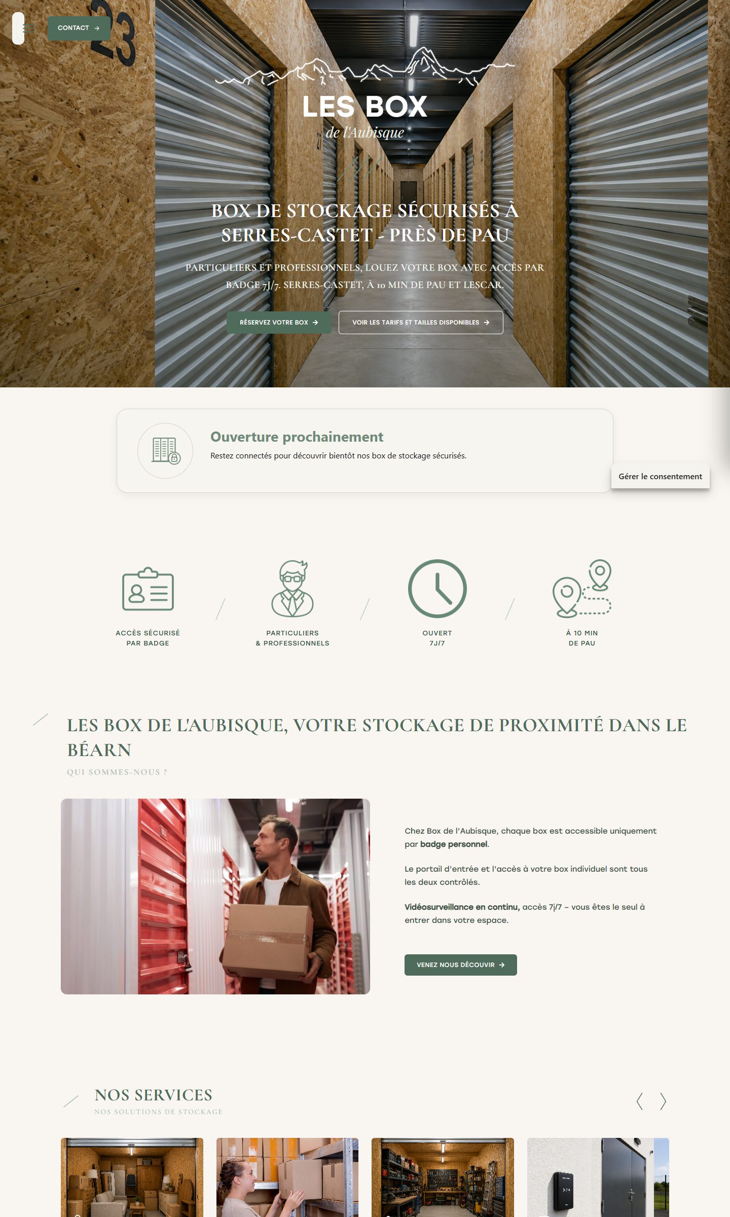 Page d’accueil du site Box de l’Aubisque