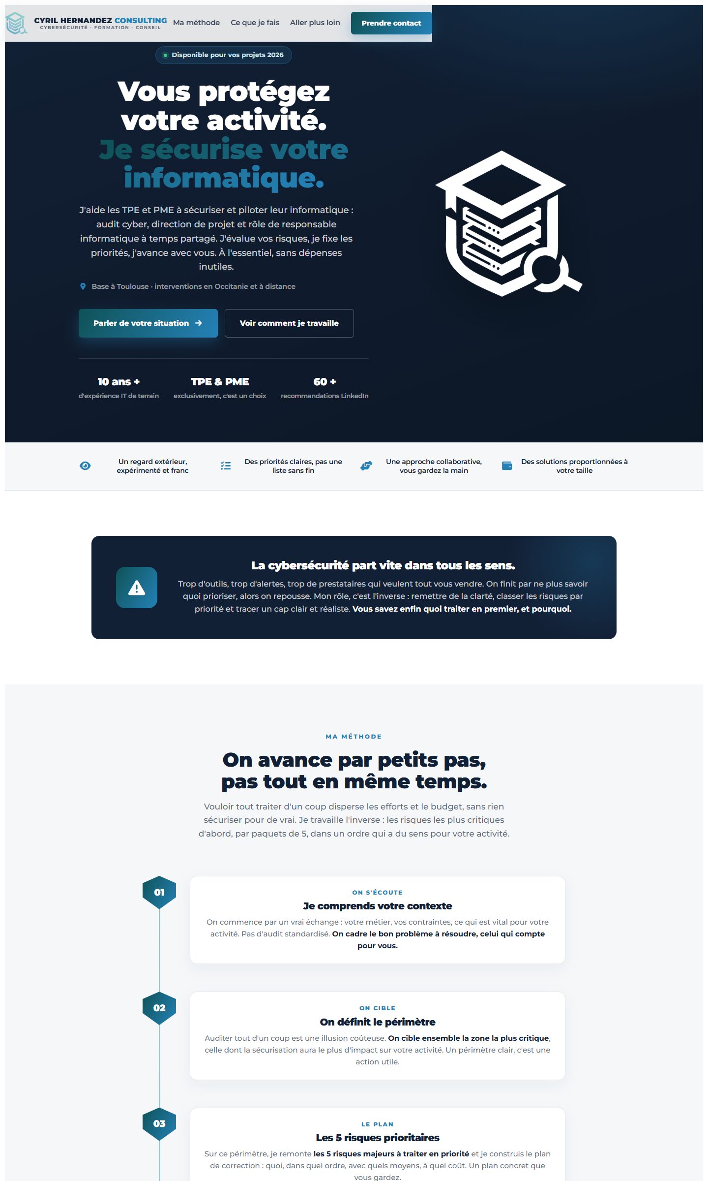 Page d’accueil du site Cyril Hernandez Consulting