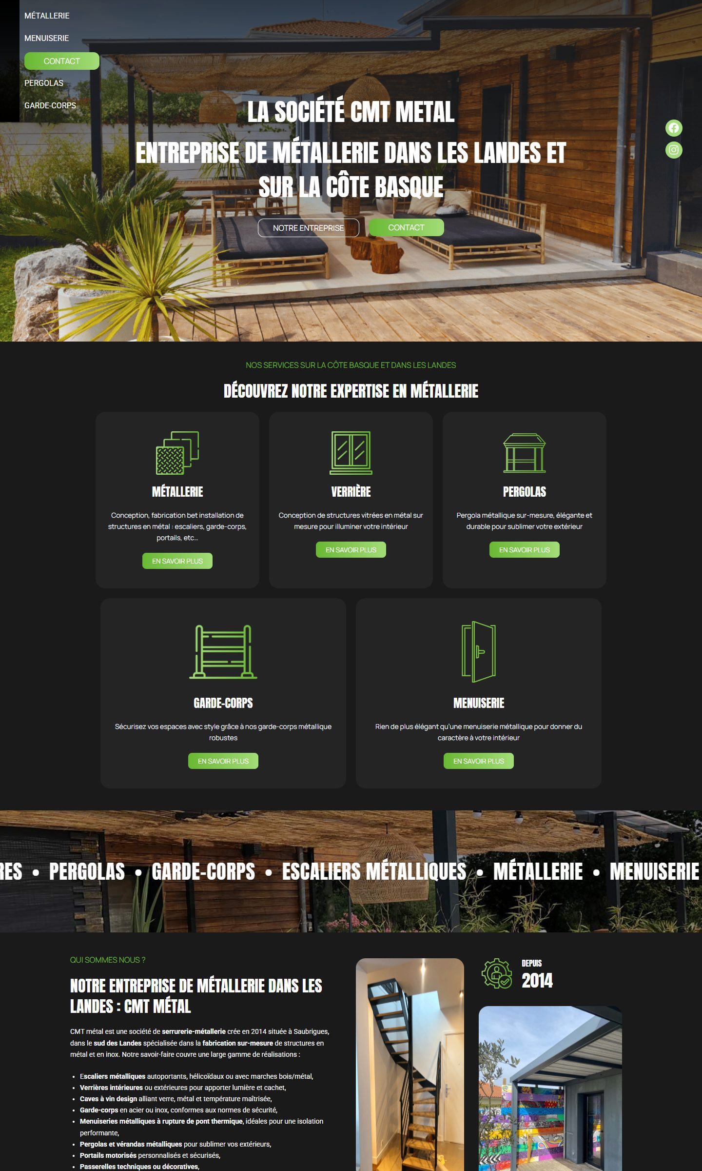 Page d’accueil du site CMT Métal