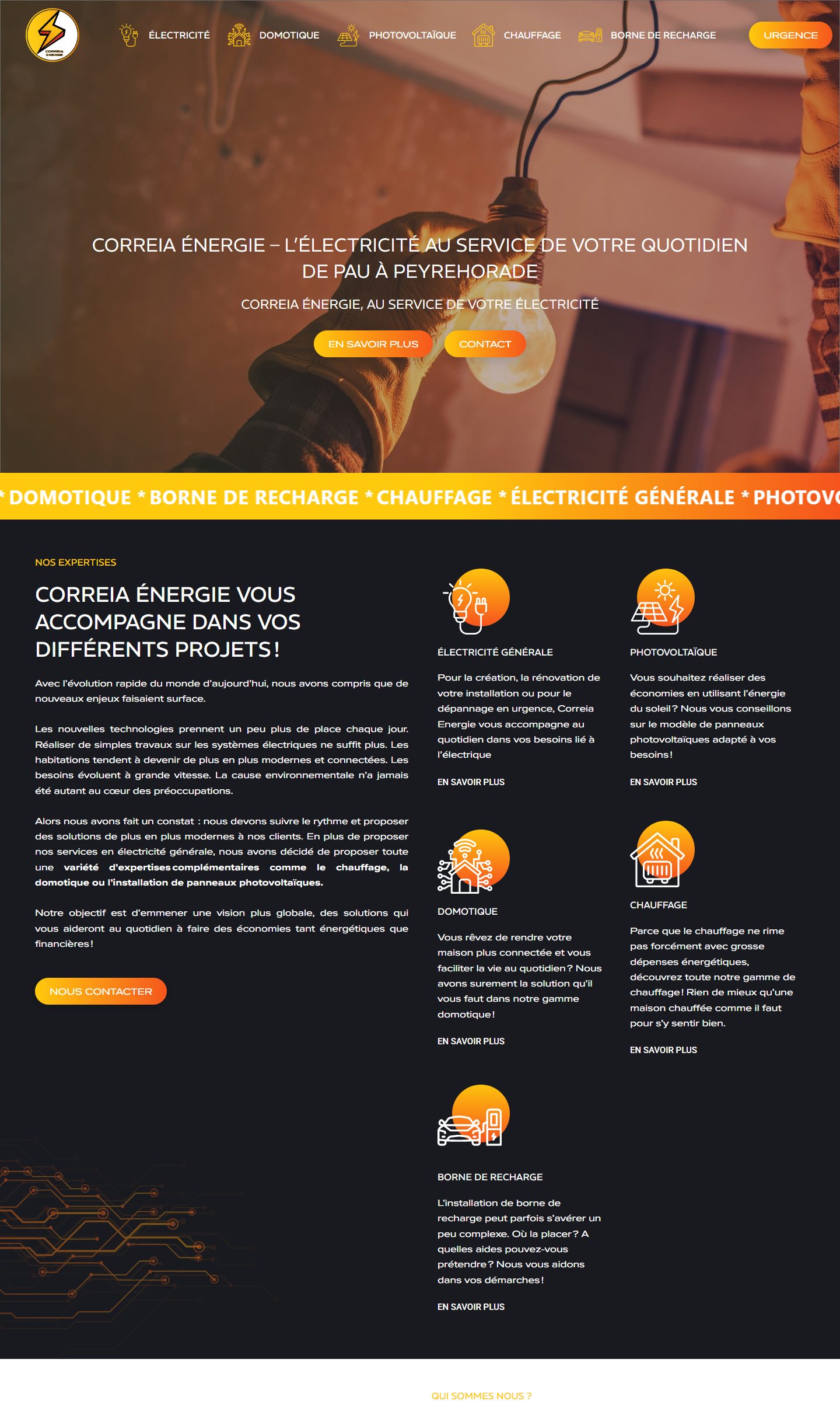 Page d’accueil du site Correia Énergie