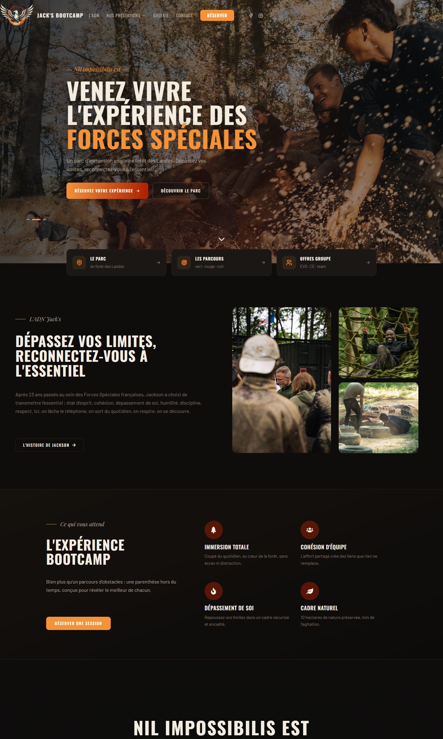 Page d’accueil du site Jack&rsquo;s Bootcamp