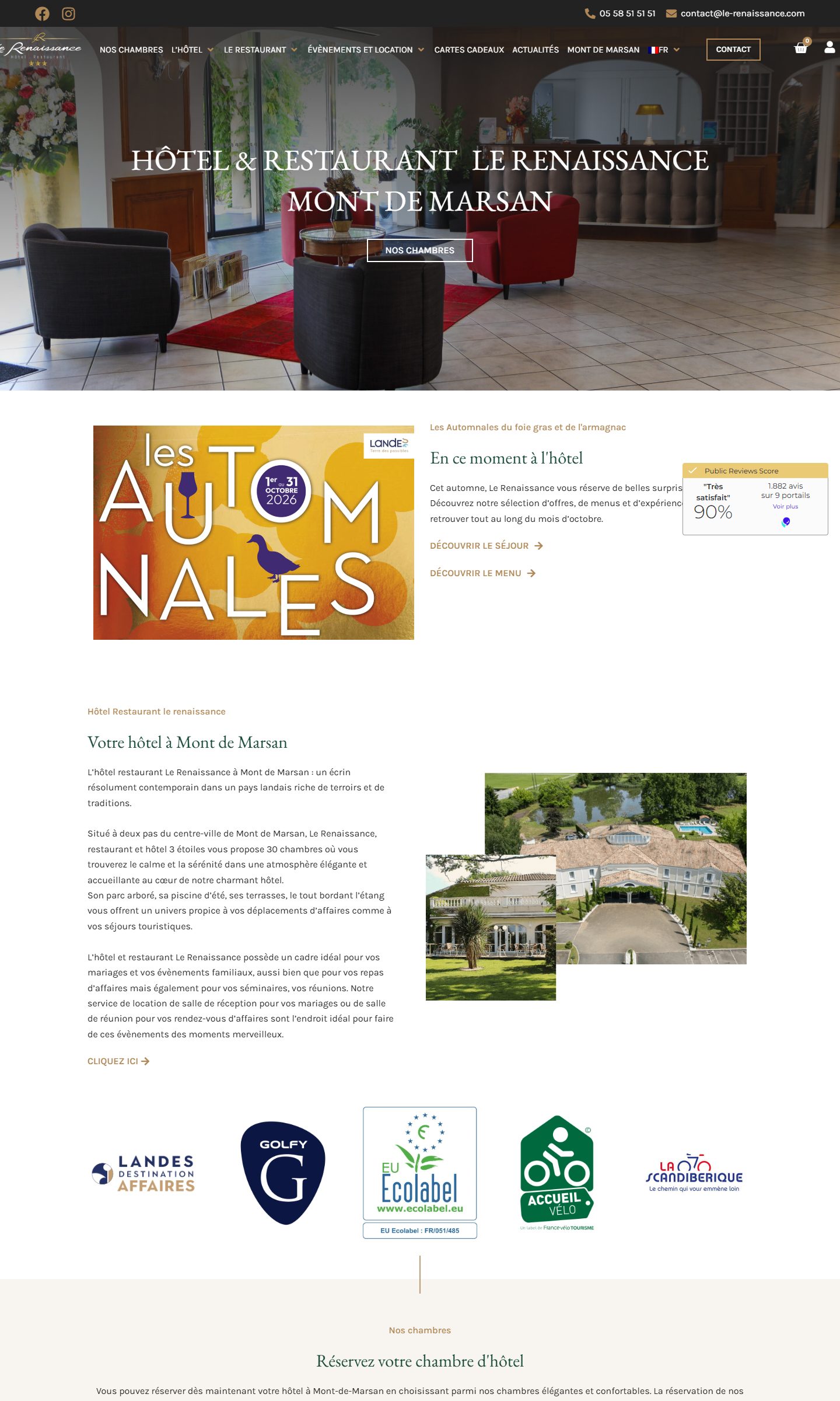 Page d’accueil du site Le Renaissance