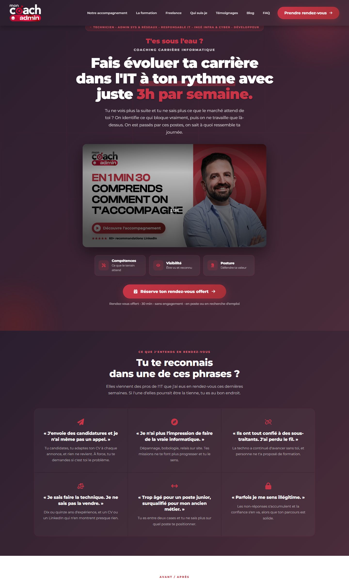 Page d’accueil du site Mon Coach Admin