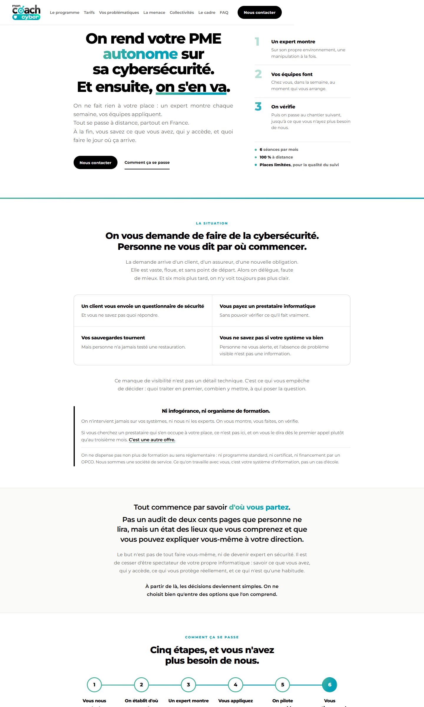 Page d’accueil du site Mon Coach Cyber