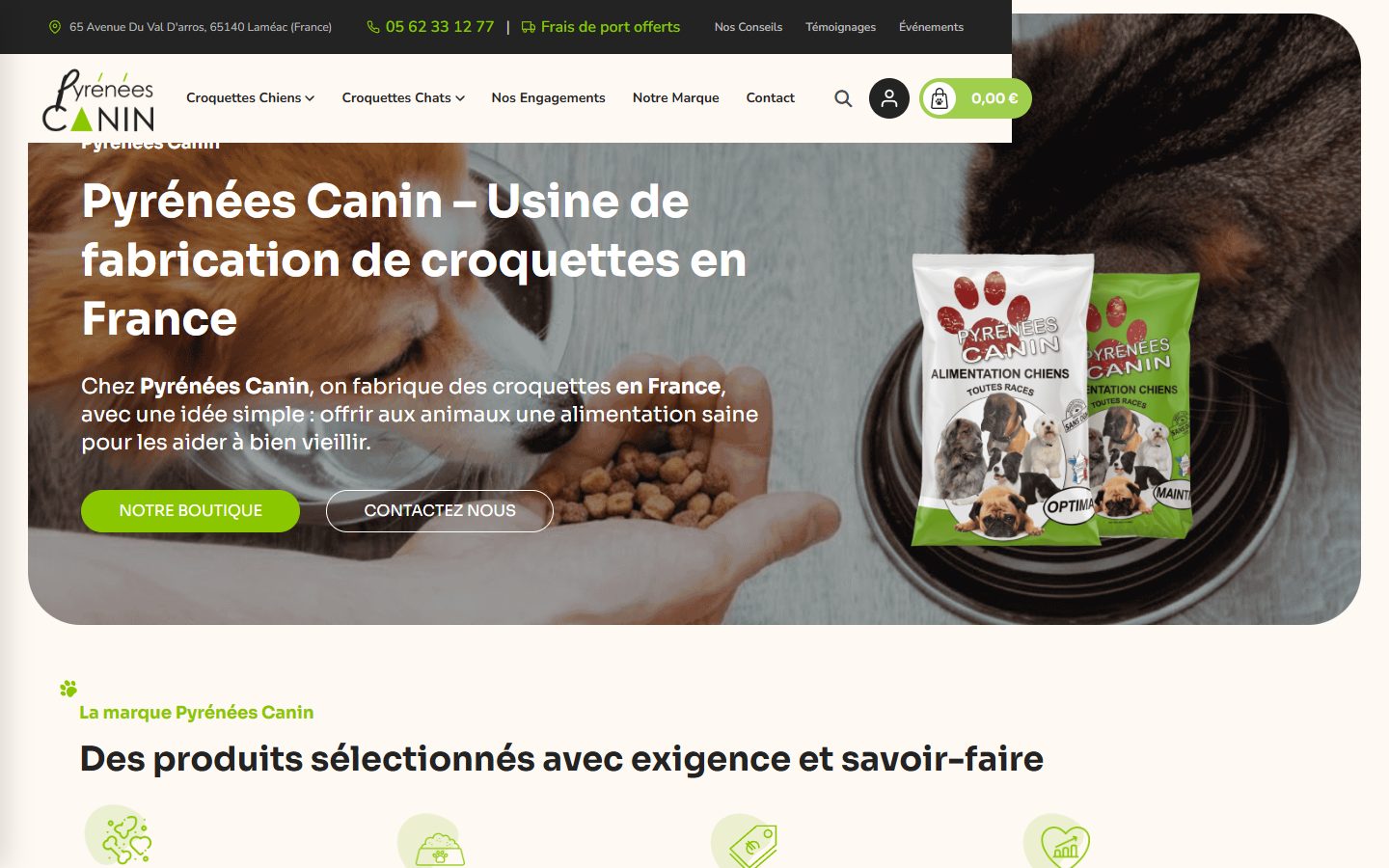 Page d’accueil du site Pyrénées Canin